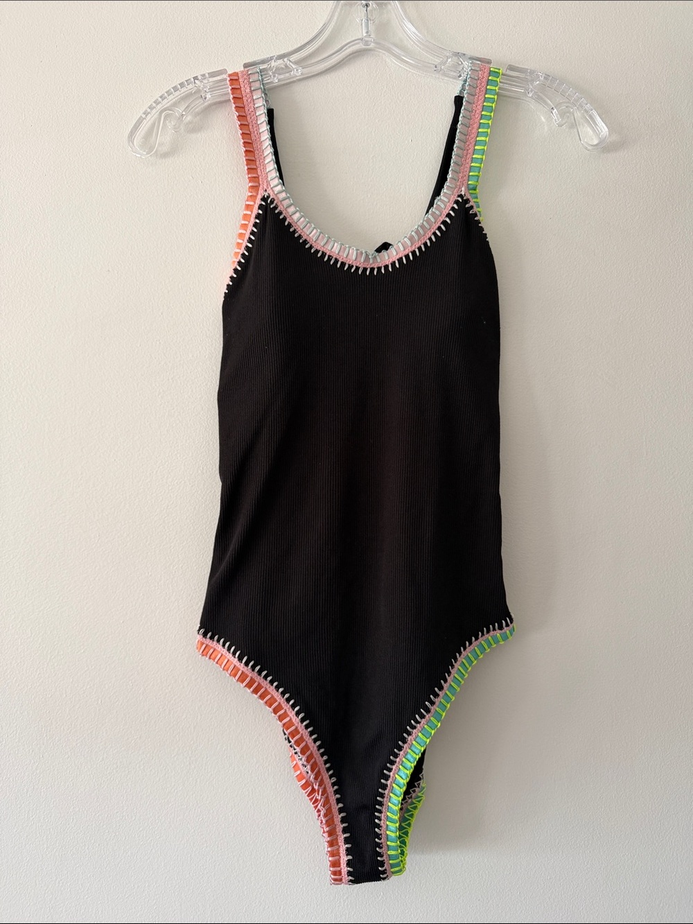 Platinum Swimwear Solange Ferrarini Neon Crochet Ribbed One Piece Swimsuit M